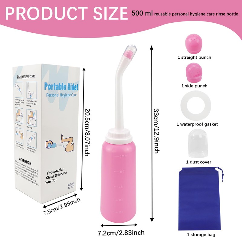 500ml Reusable Vaginal Cleansing System - Postpartum Douche Bottle with