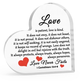 Religious Bible Verses Gift Christian Gifts for Women Acrylic Heart-Shaped Keepsake Baptism Gift for Boy Girl First Communion Gift Acrylic Heart Plaque Religious Inspirational Gift for Christian