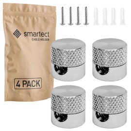 smartect Aluminium Wall and Ceiling Pins for Textile Cable [Pack of 4, Fluted, Metal] Ceiling Mounting with Screws and Dowels, Monkey Swing, Surface-Mounted Cable Holder for Own DIY Project