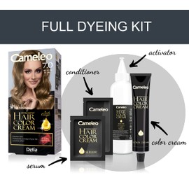Cameleo - Permanent Hair Colour Cream - Medium Blonde - Intensive Color & Protection - 5 Oils + Omega Plus Acids - Professional, Luxurious Hair Dye - Full Kit