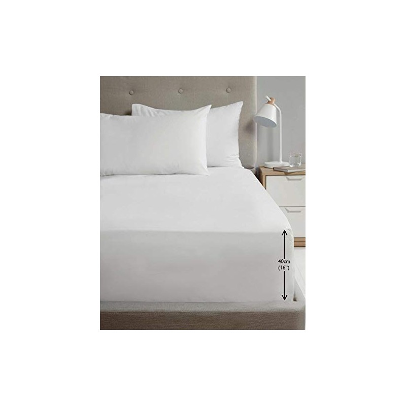 Rapport Luxury Super Soft Percale Plain 16" Deep Single White