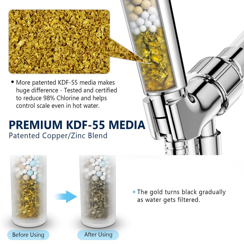 KOSNEW 2PCS Shower Filter Replacement, Hard Water Softener, Upgraded KDF