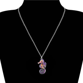 Enamel Alloy Hippocampus Seahorse Necklace Ocean Charms Pendant Fashion Jewellery Gifts for Women Girls, enamel, No Gemstone