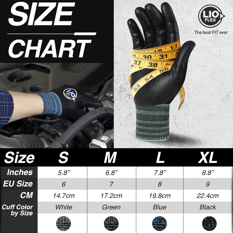 Safety Work Gloves with Touchscreen Fingers, 1 Pair Thin &