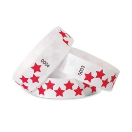 500 Pcs Stars Paper Wrist Bands for Events Waterproof Wristbands Lightweight Festival Identification Bracelets Neon Adhesive Event Arm Bands for Party（Red）