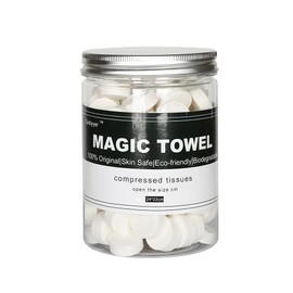 Godiyyer 100pcs Compressed Towels Disposable Cotton Tissue Mini Portable Compressed Coin Wipes for Travel/Beauty/Salon/Outdoor Sports