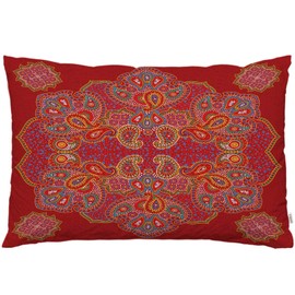 EKOBLA Throw Pillow Cover Red Paisley Floral Mandala Retro Ethnic Series Medallion Bohemian Boho Style Decor Lumbar Pillow Case Cushion for Sofa Couch Bed Standard Queen Size 20x30 Inch