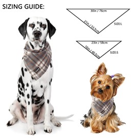 Soft Washable Plaid Bandanas for Dogs and Cats,Adjustable Triangle Bib Comfortable Scarfs for Girl Boy Dogs Puppies (Grey, Small)