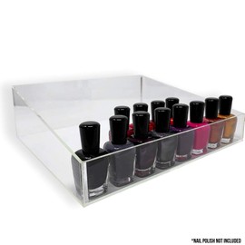 BANBERRY DESIGNS Nail Polish Organizer Clear Acrylic Displayer Tray Holder- Cosmetic Storage Bin 9.5x11x3.5 Inch