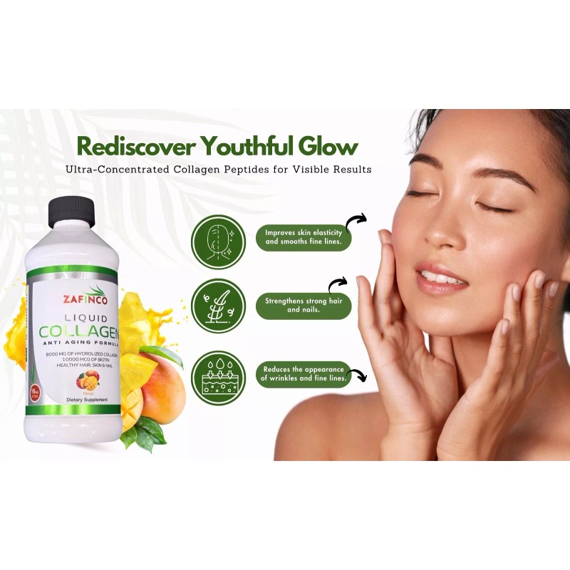  Extra Strength 10000 Biotin+8000 Liquid Collagen-Mango Flavor 16 fl