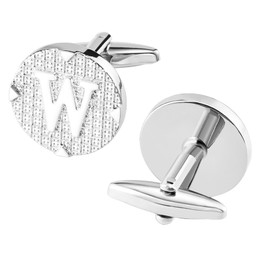 Dannyshi Cufflinks for Men Stainless Steel Cufflinks Classic Initial Cufflink Engraved Silver Cuff Links Alphabet Letter A-Z with Gift Box (W)