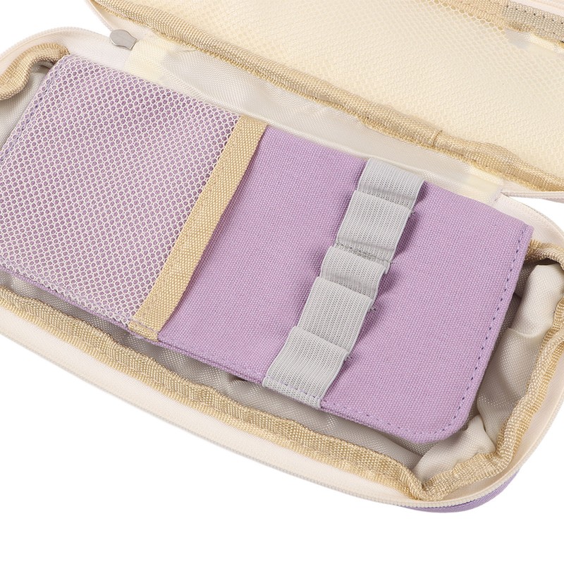 Large Pen Bag Simple Style Canvas Mesh Pockets Pen Slots