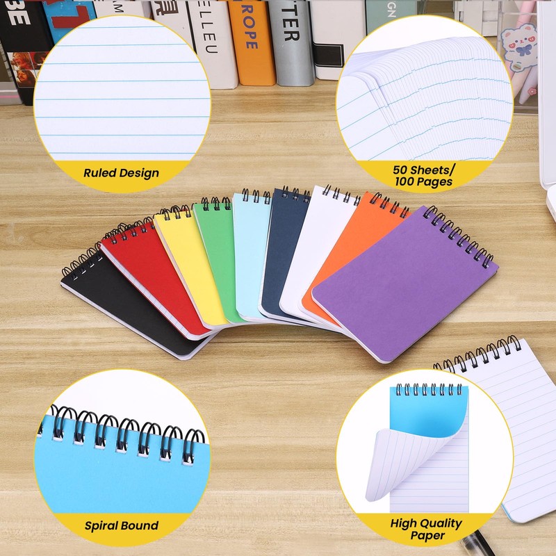 JIANTA Pocket Notebook A7, 50 Sheets/20Pack Small Spiral Notebook Lined,