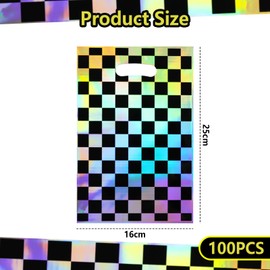 SKTMH 100 Pcs Racing Car Party Decorations Iridescent Race Car Party Favor Bags Race Car Candy Bags Race Car Gift Bag Racing Car Treat Bag Racing Car Party Supplies Race Car Birthday Party Decorations