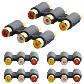 Xiatiaosann 3-RCA Female to Female Coupler Adapter, Audio Video Jacks to Jacks Barrel Connector for Speaker,RCA Cable, Amplifier-Red/Yellow/White (6 Pack)