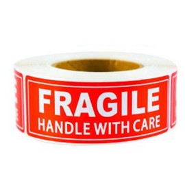 CHIMNE 300PCS Fragile Stickers for Shipping Moving,1x3 Inch Small Glass Handle with Care Fragile Stickers Strong Adhesive Warning Packing Labels Mailing Stickers (Red Fragile)