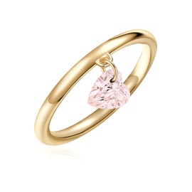 Glanzstücke München Women's Silver Ring 925 Sterling Silver Yellow Gold-Plated 14 Carat with Rose Quartz Heart, 58, Quartz