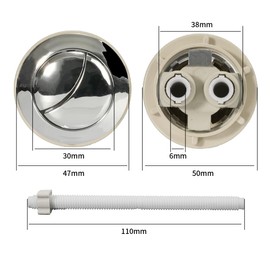Double Flush Toilet Flush Button 50 mm, Replacement Push Button for Dual Flush Cistern, Button for Flushing, Double Toilet Flush Button, Toilet Top Button, Universal Toilet Push Button for Dual Flush