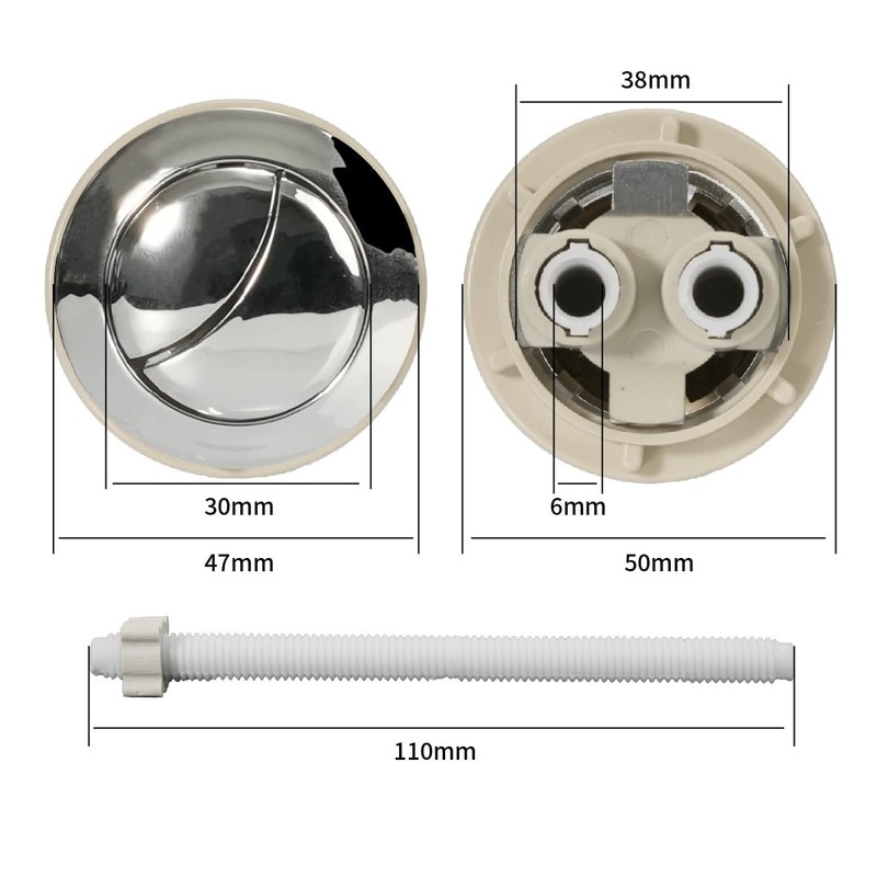 Double Flush Toilet Flush Button 50 mm, Replacement Push Button