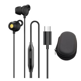 YUSONIC Sleep Earbuds, Sleep Earphones, Smallest Mini Tiny Soft Earbuds Noise Blocking for Side Sleeper, Snoring, Air Travel, Yoga, Relaxation,Work (USB c, Black)