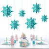 Christmas Light Blue Hanging Snowflakes Decorations 3D Large Glittery Light