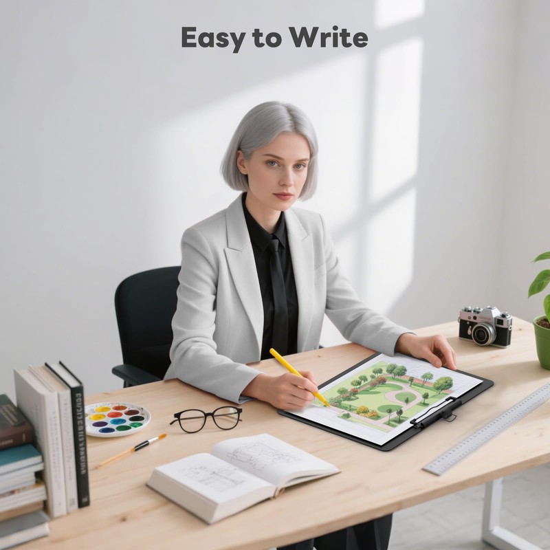 Juvealoe Horizontal Clipboard with Pen Holder, Black 8.5 x 11