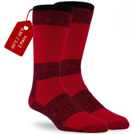 J.B. Field's Extreme -30 Below XLR Winter Sock (2 Pairs) (Red, X-Large (13-16 Shoe))