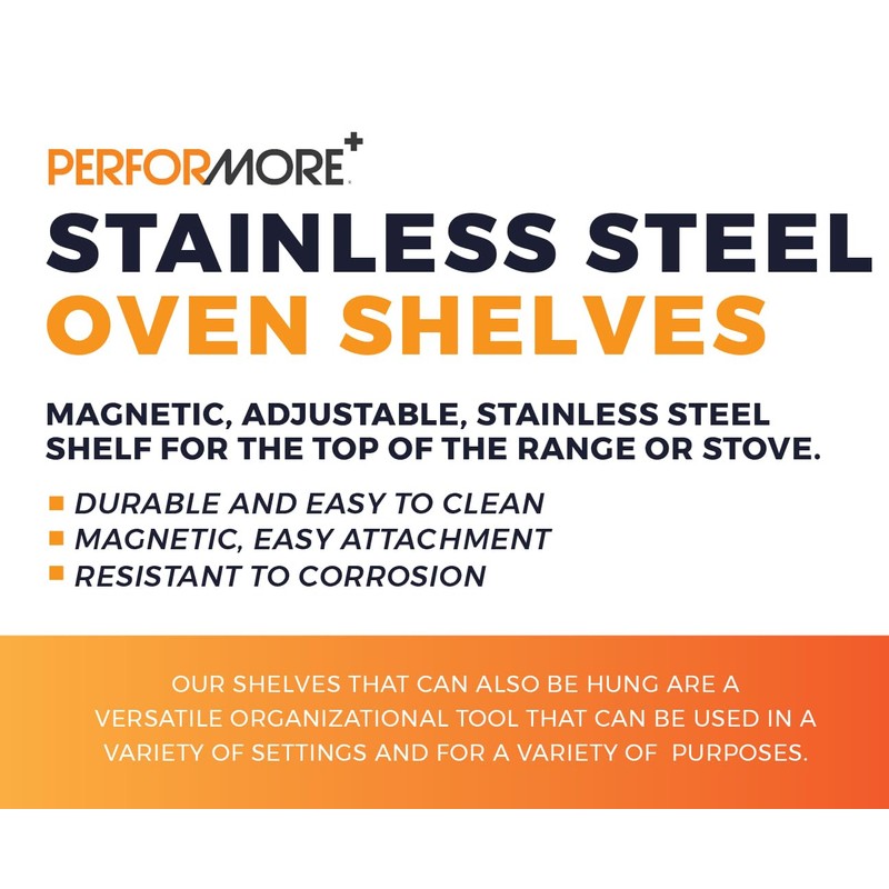 Performore Stainless Steel Oven Storage Shelf 15.5x3.75x2 – 2-Piece Interlocking