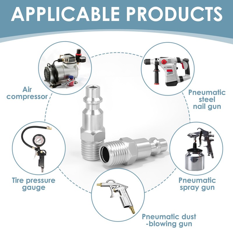4 x Compressed Air Quick Couplings, 1/4 Inch NPT Male