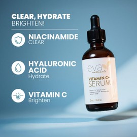 Eva Naturals suero de vitamina C más 2% de retinol, 3,5% de niacinamida, 5% de ácido hialurónico, 2% de ácido salicílico, 10% de MSM, 20% de vitamina C – suero de limpieza de la piel – reparación antienvejecimiento de la piel, suero facial (2 oz)