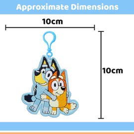 VFM e-Store - Bluey Embroiered Bag Clip Childrens Video Game Accessories Birthdays, Gifts, Boys and Girls - 10cm x 10cm Blue