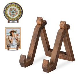 MEETOZ Wooden Plate Display Stand, 6 Inch Plate Holder for Displaying, Decorative Picture Frame Dish Photo Plaque Platter Wood Stand