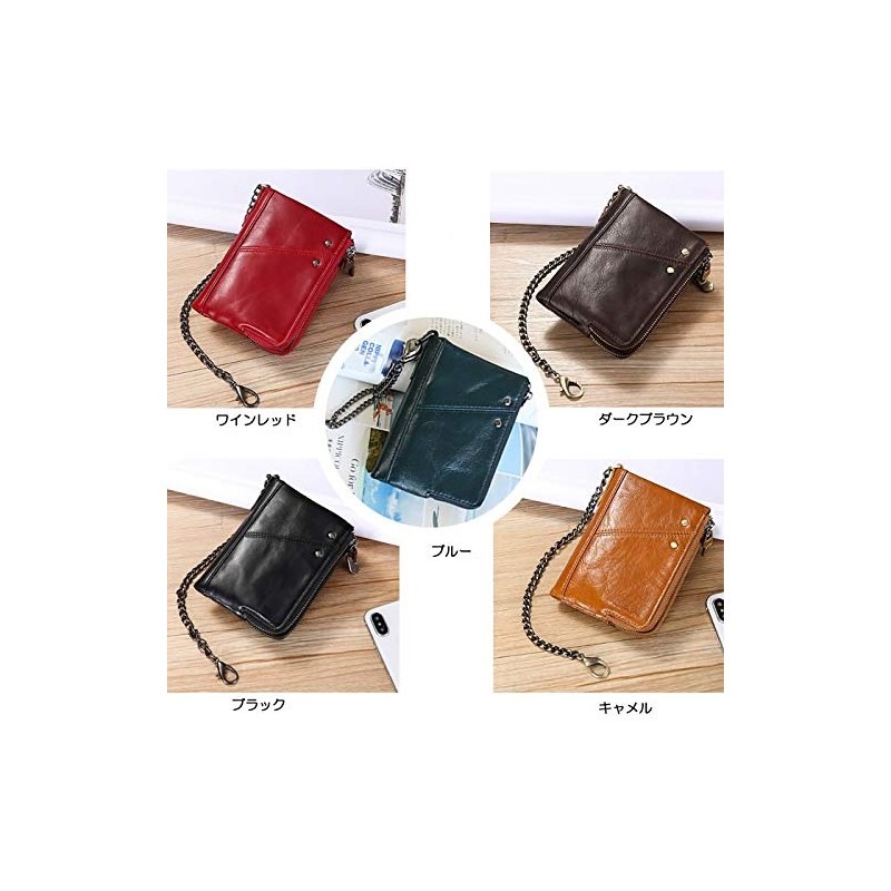 AMgrocery Men's Bi-fold Mini Wallet, Genuine Leather, Prevents Skimming, Menu,