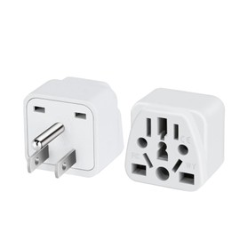 MARKO Paquete de 2 Adaptador de Enchufe Americano, Adaptador de Enchufe de EE. UU., UE, AU, UK, NZ, Adaptador Corriente Europeo a Americano (Blanco)