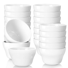 Patelai 8 oz Porcelain Soup Cups Small White Dessert Bowls Broth Dip Cups for Ice Cream Dipping Sauce Bouillon Soups Side Dishes Salads Cereal Rice, Microwave and Dishwasher Safe(12 Pcs)