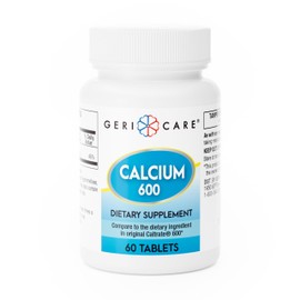 Gericare Calcium 600mg Supports Bone Health, Nutritional Supplement, 60 Count (Pack of 1)
