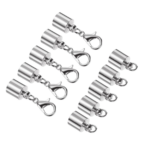 CoCud Leather Cord End Cap with Lobster Claw Clasps, 6.5mm