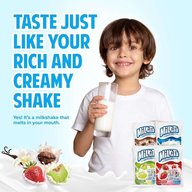Milkita Creamy Shake Candy Pack of 4, Gluten Free Chewy