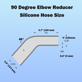 I33T Automotive Silicone Tubing, ID 4" to 4.5" (102mm-114mm) 45 Degree Elbow Reducer, 4.7" (120 mm) leg length,Universal 4-Ply High Performance Coupler Silicone Hose (Black)