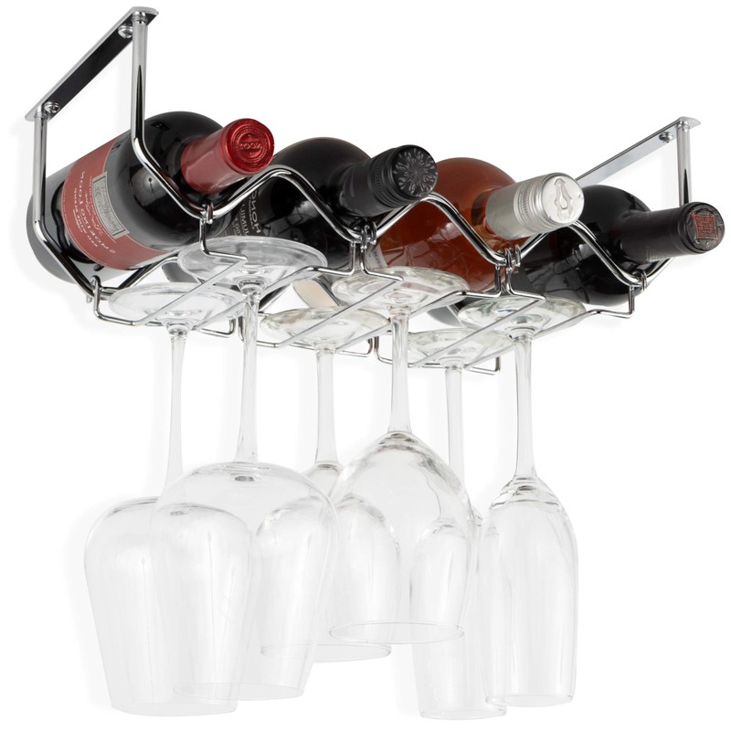 Wallniture Piccola Under Cabinet Wine Rack & Glasses Holder Kitchen