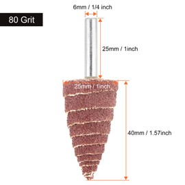 20 Pack 25 x 40 x 6mm Cone Shape Abrasive Sandpaper 1/4" Shank Mounted Flap Wheels 80 Grit Aluminum Oxide Grinding Head Rotary Tool by STARVAST for Grinding and Polishing on Surface or Side Face