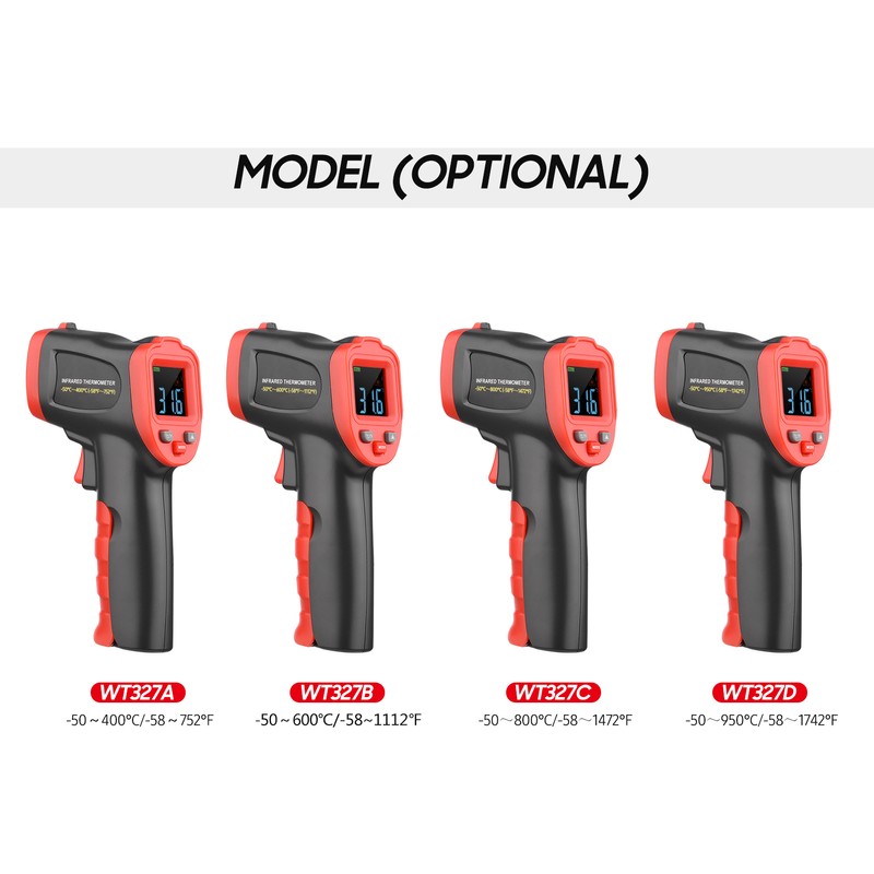 -50℃～950℃ /-58℉～1742℉ Colorful Screen Infrared Thermometer IR Laser Thermometer Handheld