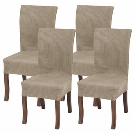 Home Beyond & HB design - Dining Chair Slipcovers - Stretch Washable Removable Chair Protector Covers - (4 Pack, Sand)
