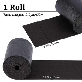 GORGECRAFT 2.8" Wide Matte Black Faux Grain Buffalo Leather Strap 79" Long Leather Strip Cord 1.2mm Thick Single Sided Leather Roll Synthetic Leather Cord for Diy Crafts Projects Wrapping