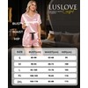 LUSLOVE Women Pajama Set Satin - Soft Silk V-Neck Top