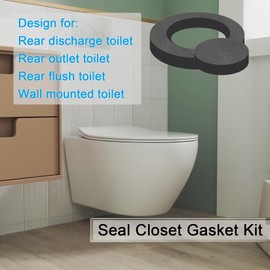 Bydorunce Wall Hung Toilet Gasket Z1200-NEOSEAL-GSKT-4 Bonded Neo Seal Closet Gasket Replacement Kits for Wall Hung Toilet Back Outlet Toilet Backflush Toilet Rear Discharge Toilet - Black