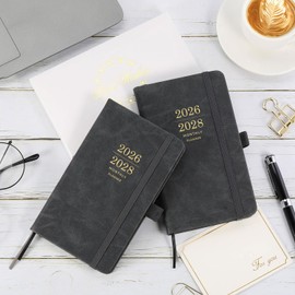 2026-2028 Monthly Pocket Calendar - 3 Year Planner with Faux Leather Cover, Jan 2026 - Dec 2028, Small Planner for Purse, Pen Holder, 3.8" x 6.3", Inner Pocket, 63 Notes Pages