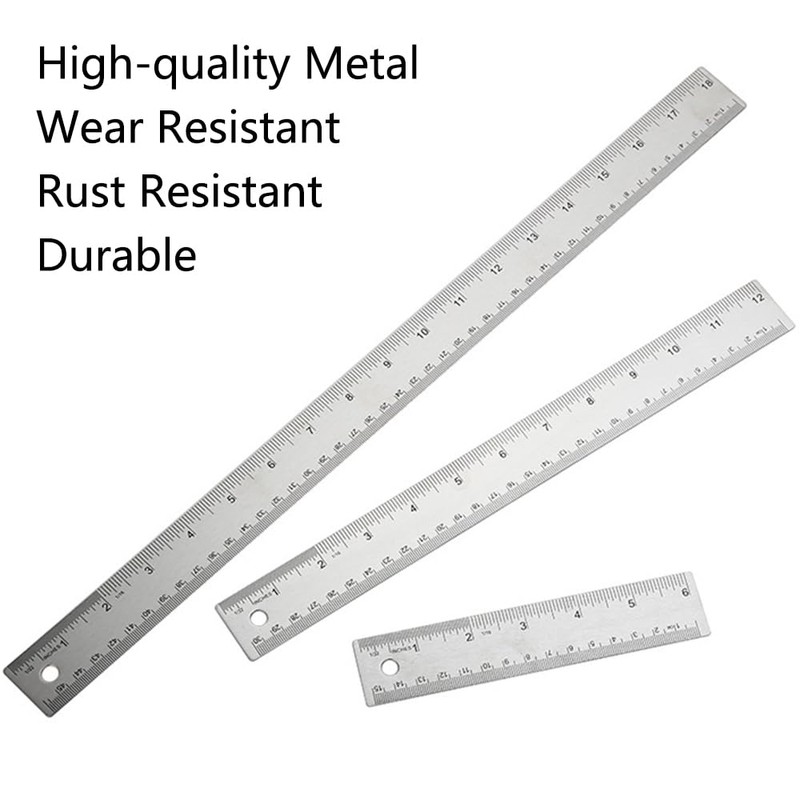 Stainless Steel Ruler, 15/30/38/45 cm Straight Metal Ruler, Metric Imperial