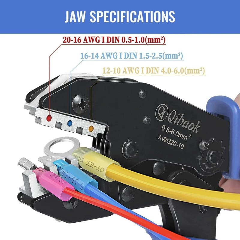 Qibaok Crimping Tool Ratcheting Wire Crimper For Heat Shrink Connector