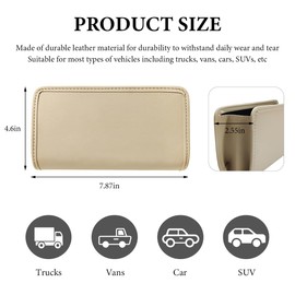 DXNQ Car Trash Can, Small Leather Foldable Hanging Trash Bag Car Door Organizer, Multi-Function Mini Storage Box Garbage Can for Car Back Seats and Side Door, Car Accessories (Beige)